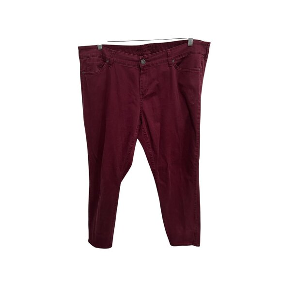 Arizona Jean Co. Jrs. Plus Sateen Skinny Jeans Wine Red Sz 18 Classic 5 Pockets - Picture 1 of 9